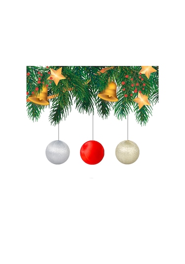 Yılbaşı Çam Ağacı Süsü Asorti Simli Top 6 Cm 6'lı