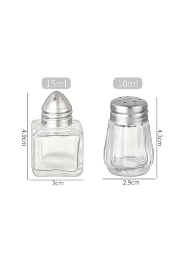 Kapaklı 10/15ml Baharat Şişesi Şeffaf Cam Tuz Kavanozu Dayanıklı Baharatlıklar Barbekü 5