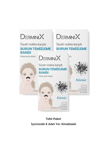 Derminix Kömürlü Siyah Nokta Karşıtı Burun Temizleme Bandı 6'lı