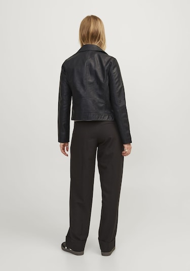 Jack & Jones Kadın Fermuar Detaylı Deri Ceket - Gail 12206262 Black Siyah