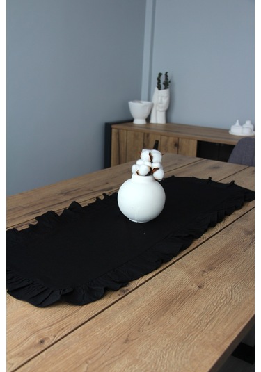 Fırfırlı Keten Masa Runner 40x110 Cm 5001-fırfır Bej