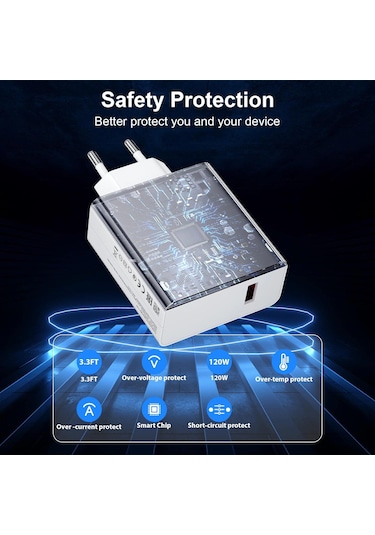 Apera MT24 Xiaomi Mi İle Uyumlu 120w Turbo Hızlı Şarj Aleti Kablo Dahil