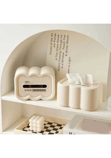 Geeroyoo Krem Bulut Şekilli Multifonksiyonel Tüpak Kutusu, Modern Akıllı Ev Dekoru, Oturma Odası Masaüstü Organizer, Dayanıklı Pp Malzeme