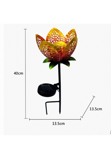 Yifomall Güneş Enerjili Altın Sarı Demir Çelik Delikli Çiçek Desenli Bahçe, Ev Bahçesi Ve Peyzaj Dekorasyonu İçin Dış Mekan Toprak Takılı Led Işık