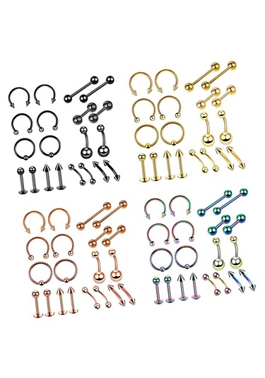 Suntek 20 Adet Burun Dudak Dil Kaş Tragus Göbek Halkası 6mm Siyah