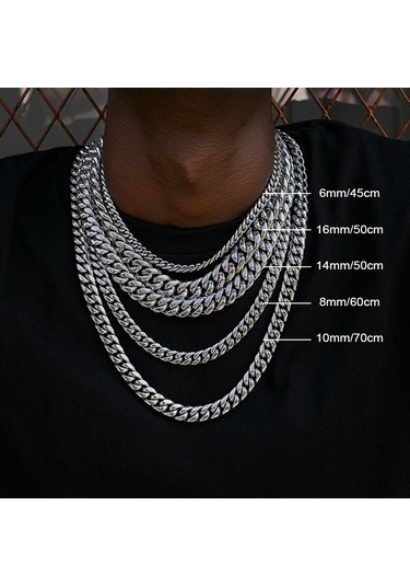 Relaxed Popüler Şifreli Yuvarlak Taşlama Zinciri Erkek Küba Zinciri Paslanmaz Çelik Hip-hop Kalın Zincir-19cm