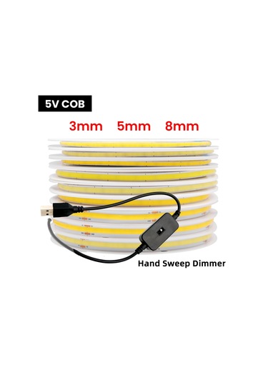 Epistarusb Kısılabilir Cob Led Şerit Işık 3mm/5mm/8mm Ra90 320leds/m 3000k-6500k Esnek Aydınlatma Yayan Color7 Sıcak Beyaz 0-5w 3m