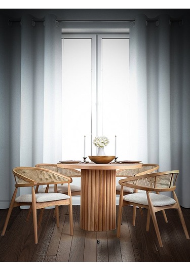 Perge İskandinav Natural Ahşap Masa Sandalye Takımı 90x90 Natural