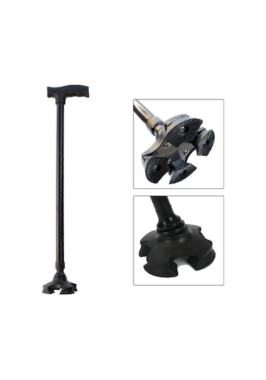 Dolıty Yürüme Bastonu Rahat Tutuş Teleskopik Hafif Siyah Siyah