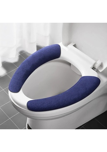 Maxaccess Yıkanabilir Tuvalet Klozet Kapağı Kışlık Sıcak Minderi Rahat Büyük Boy Mavi Mavi