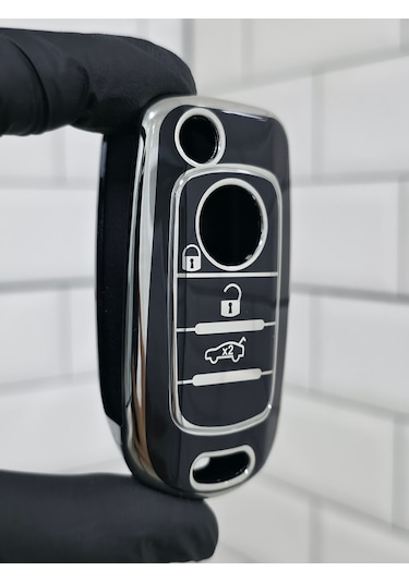 Fiat Egea Uyumlu Nano Anahtar Kılıfı Siyah Gümüş