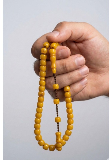 Sıkma Serisi Turuncu Sarı Bilek Boy Kehribar Tesbih Sistem Püsküllü Gümüş