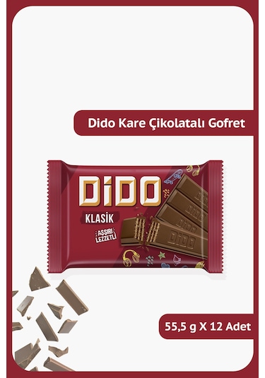 Dido Kare - Sütlü Çikolata Kaplamalı Gofret - 55.5 Gram - 12 Adet