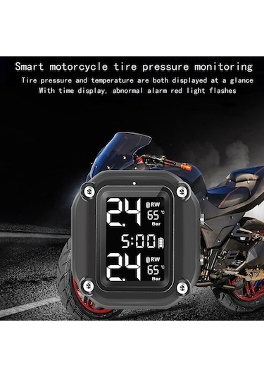Sandwich Kablosuz Lastik Basıncı İzleme Sistemi 2 Harici Sensörlü Motosiklet İçin Usb Şarj Tpms Dijital Lcd Ekran İki Tekerlek
