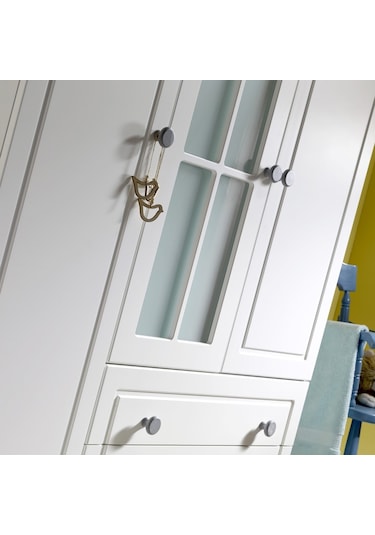 Meltem Kids Carino Gri Üç Kapılı Camlı Dolap