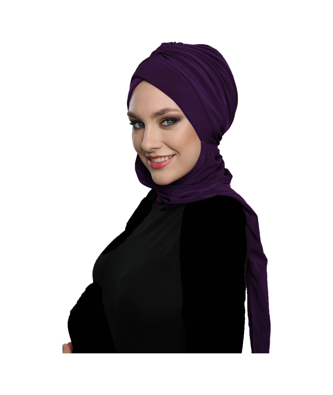 Kardelen Atkılı Astarlı Mor Hazır Türban Tesettür Havuz Ve Dış Bone Mor