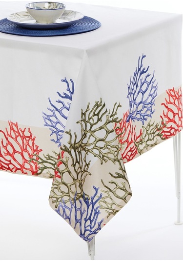 Mercan Desen Leke Tutmaz Petek Kumaş Masa Örtüsü 145x210 Cm