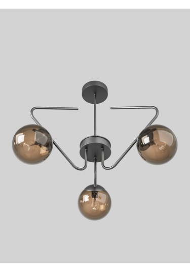 Lunor Siyah Metal Bal Rengi Cam Küre Başlıklı Modern 3'lü Avize