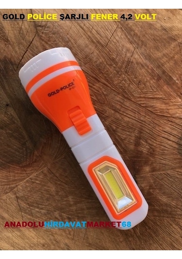 Goldpolice Led Şarjlı Fener Uzun Mesafe Kamp Feneri 4.2volt Siyah