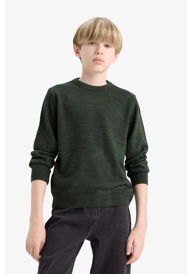 Defacto Erkek Çocuk Bisiklet Yaka Triko Kazak A4992a825wnkh354 Haki