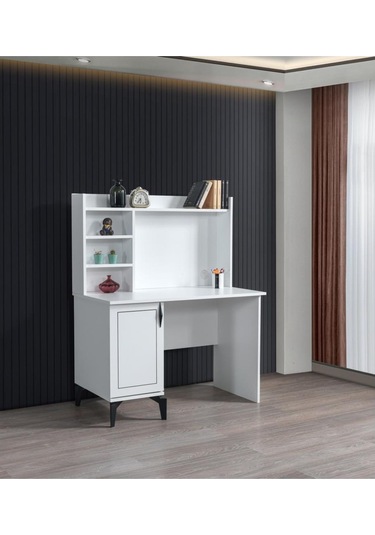 Çizgi Yarım Kitaplıklı Çalışma Masası 110x37x180cm