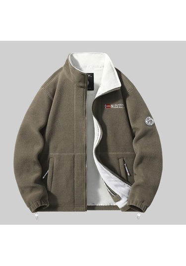 Polar Astarlı, Kalınlaştırılmış Polar Astarlı, Sıcak Büyük Beden Erkek Ceketi Mavi