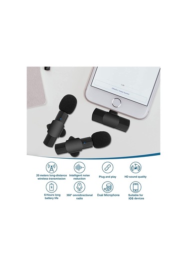 Skycıty İki Mikrofonlu Kablosuz Kollar İçin Canlı Yayın Mikrofonu, Ios Uyumlu