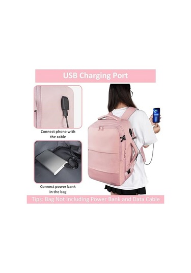 Tenfowee Kadınlar İçin Usb Şarj Portlu Ve Ayakkabı Çantası Dahil 15.6 İnç Laptop Sırt Çantası, Hiking Ve İş Seyahati İçin Siyah