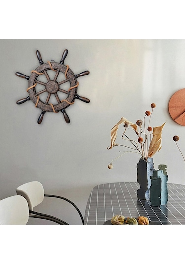 Homyl Tekne Dümen Duvar Heykel Otel Asılı Net32x3x32cm-olmadan