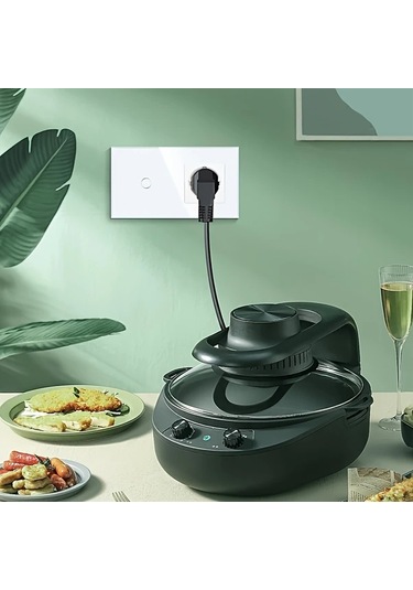 Honeybeeshop Tek Dokunuşlu Led Dokunmatik Anahtarlı Priz Alman Standart Priz Temperli Cam Malzeme 16a 250v Yatay Dikey Montaj