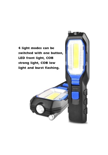 Ulzyvf Createtech Yürüyüş Şarj Mekanlı Fener, Mavi Magnet Led Lambası, Kamp Işığı, Gece Fonksiyonlu, Dış Çok Cob Balıkçılık Araçları İçin Mavi