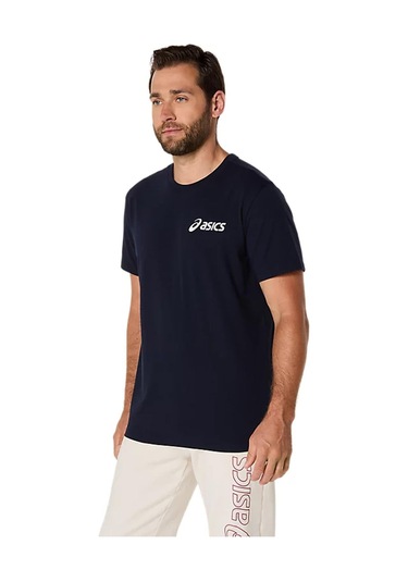 Asics Erkek Tişört Chest Logo Ss Tee 2031e659-402 Koyu Lacivert