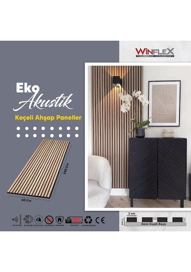 Eko Keçeli Akustik Ahşap Panel Savana Meşe 50x240cm
