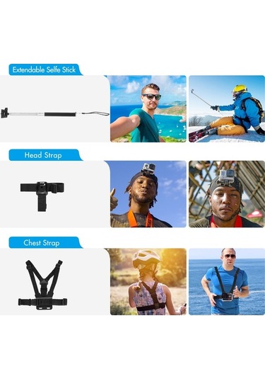 Ebitda Andoer 48-in-1 Aksiyon Kiti Siyah, Gopro Hero 9-5 Ve Insta360 İçin Taşıma Çantası Siyah