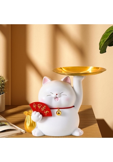 Suntek Kumbara Servis Tepsisi Yatak Odası Düzenleyici Süs Kedi