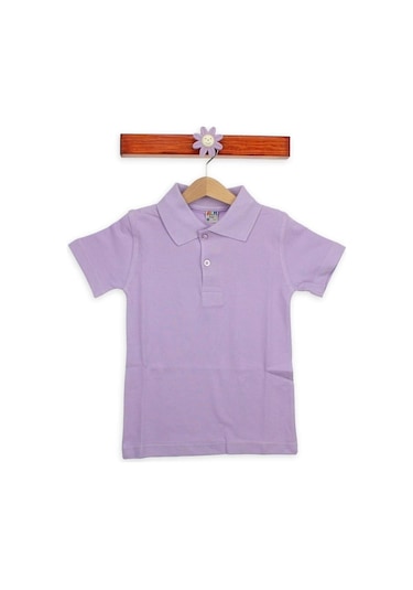 Lila Unisex Çocuk Polo Yaka T-Shirt Lila