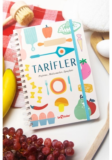 Spiralli Yemek Tarif Defteri Görselli  Bej