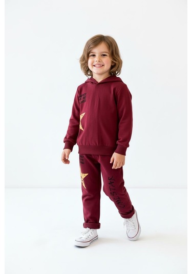 Cool Star Baskılı 2 Li Takım Bordo