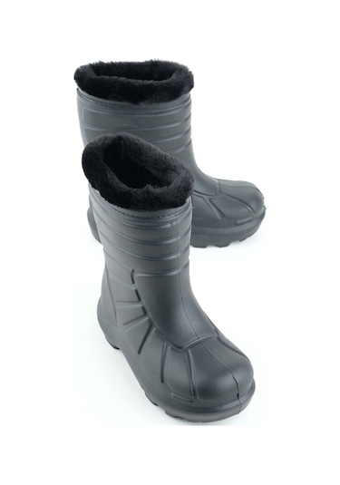 Gezer Erkek Çocuk Kışlık Eva İçi Sıcak Astarlı Rahat Taban Yağmur Bot Çizme Siyah