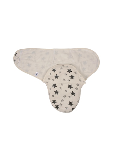 Sevi Bebe Organik Müslin Bebe Kundağı Art-306 Gri Yıldız Gri