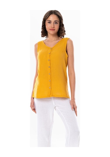 Kolsuz Melis Yazlık Müslin Bluz Hardal Hrd-hardal Hardal