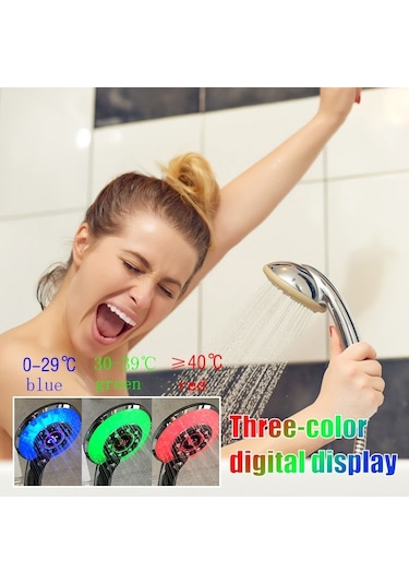 Led Dijital Ekran Duş Başlığı Banyo Tapware Üç Renkli Sıcaklık Kontrolü Duş Püskürtücü