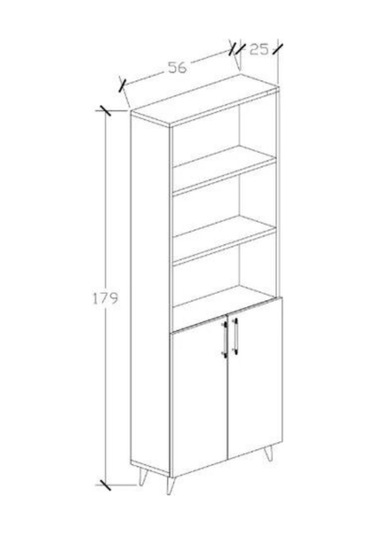 %100 Mdf Kapaklı Tekli Modül Ayaklı Beyaz Geniş Kitaplık Beyaz