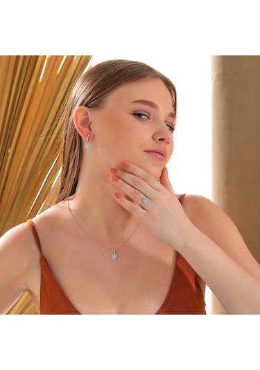 Casera's Gümüş Zirkon Taşlı Çiçek Kadın Set Csr2185312 Gümüş