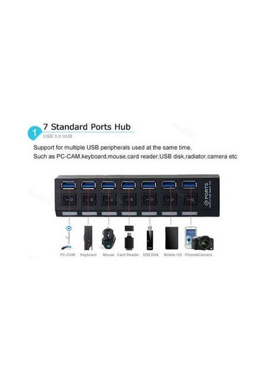7 Port Usb 3.0 Çoklayıcı Çoğaltıcı Hub Çoklu Cihaz Çoklama Bilgisayar