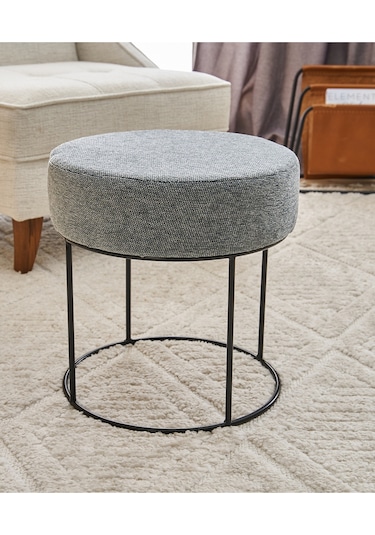 Favora Moon Steel Ayaklı Puf - Gri Gri