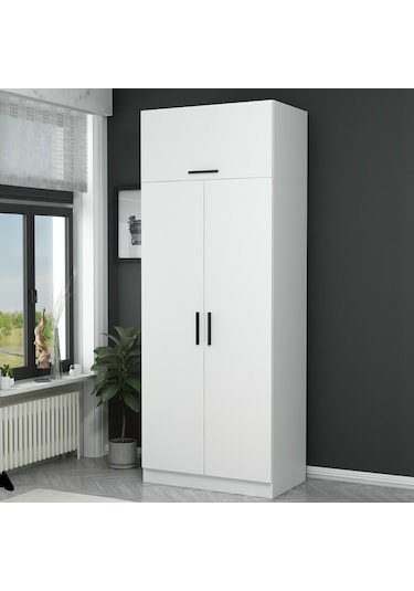 Kale 2 Kapaklı Zincir Dolap-yüklük - Beyaz 255cm