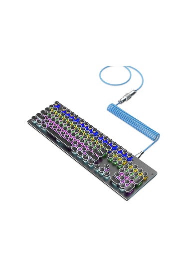 Yaozixa Mekanik Klavye İçin Genişletilebilir Usb-type-c Kablosu, Nilon Örgü, 2.2m Uzatma, Mavi