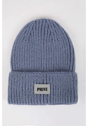 Defacto Kadın Dokuma Etiketli Kışlık Bere R7539az24wnbe37 Mavi