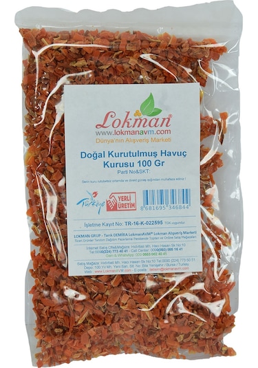Lokman Avm Doğal Kurutulmuş Havuç Kurusu 100 G
